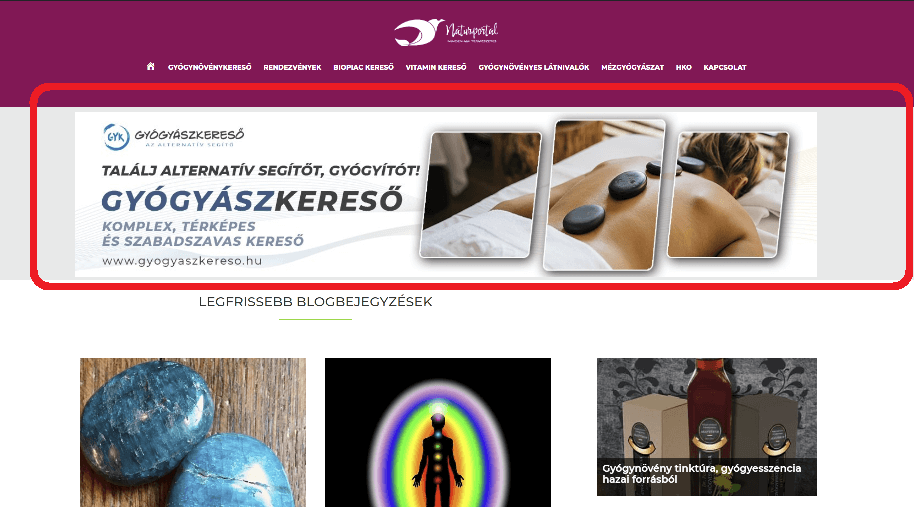 kiemelt banner menüsáv alatt